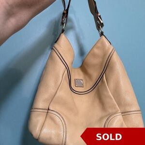 Authentic MCM Beige Leather Hobo Shoulder Bag – – Vintage – With Cards & Tag